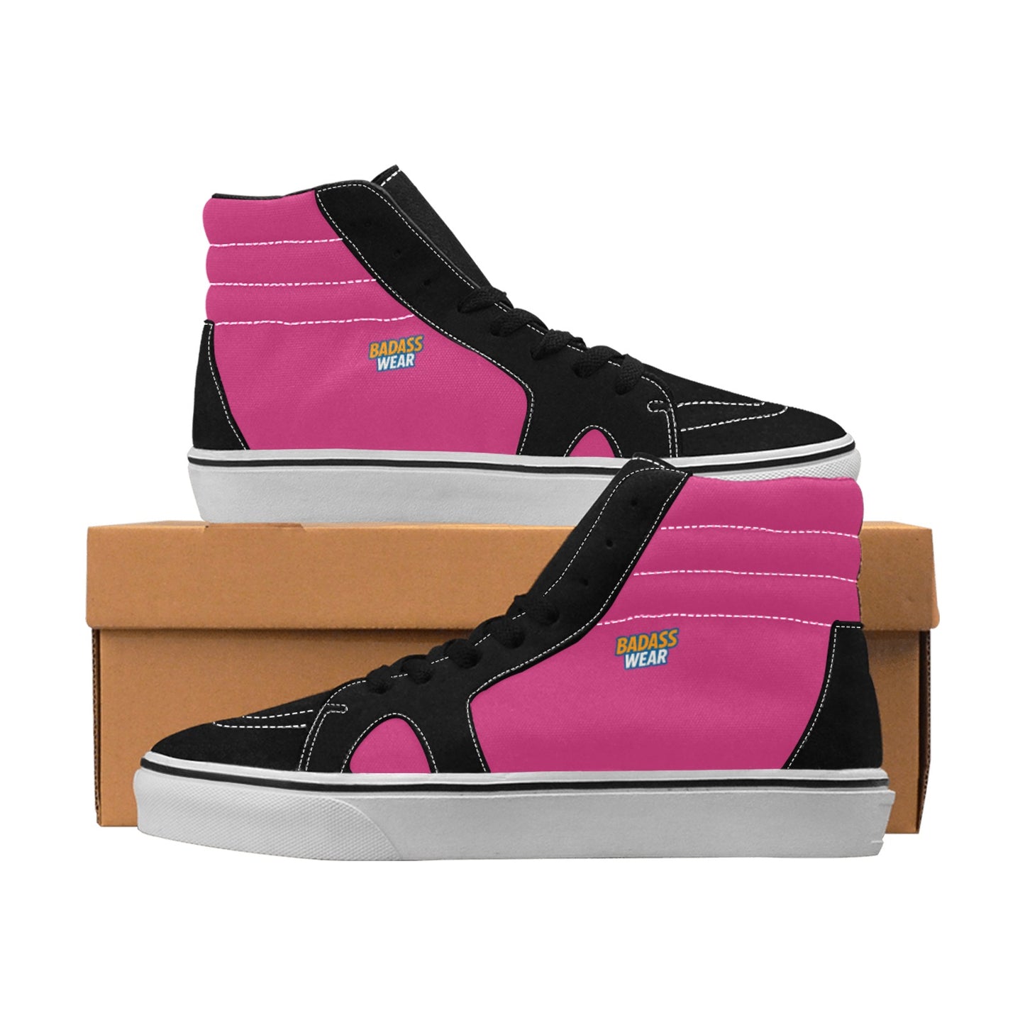 Women's High Top Skateboarding Shoes Black & pink