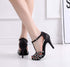 Midnight Star Rhinestone Silk Dance Heels