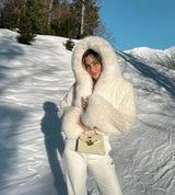 Cloud Soft Cropped Faux Fur Hooded Jacket For Women badasswear
