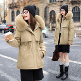 Fleece-lined Thickened Cotton Clothing Female Large Fur Collar Quilted Jacket BadAssWear.fi