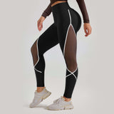 Women's Color Matching Mesh European And American High Waist Yoga Pants BadAssWear.fi