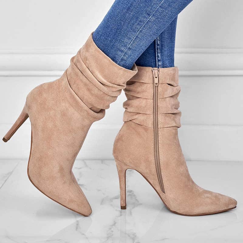 Pointed Toe Stiletto Heel Ankle Boots For Women Side Zipper Shoes BadAssWear.fi