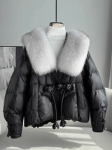 Polyester Women's Loose Thick Cotton Coat With Fur Collar BadAssWear.fi