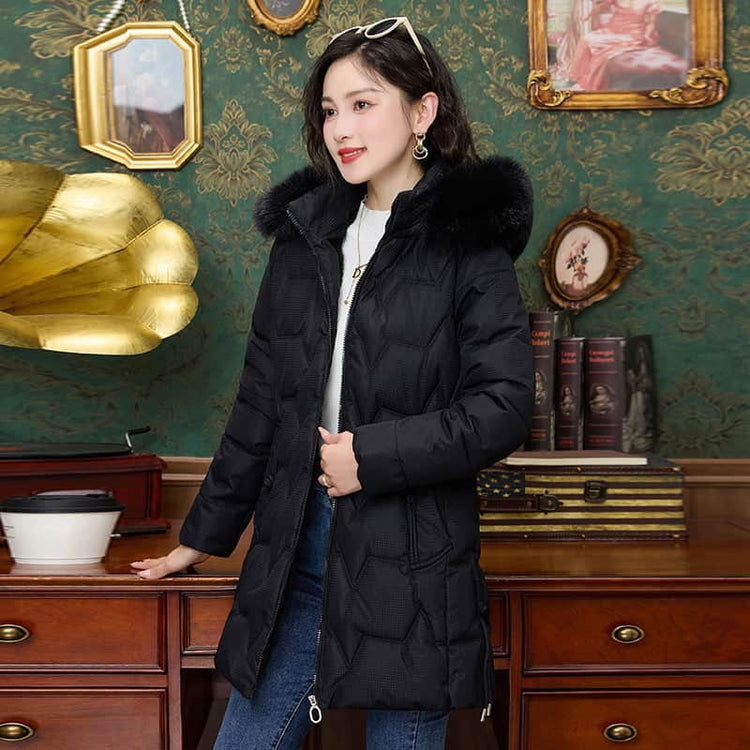 Down Cotton-padded Coat For Women Mid-length BadAssWear.fi