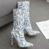Pointed Toe Stiletto Mid Tube US Dollar Womens Boots BadAssWear.fi