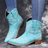Cowboy Boots Women Embroidery Wedge Heel Shoes Western Cowgirl Boots BadAssWear.fi