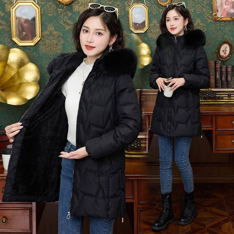 Down Cotton-padded Coat For Women Mid-length BadAssWear.fi