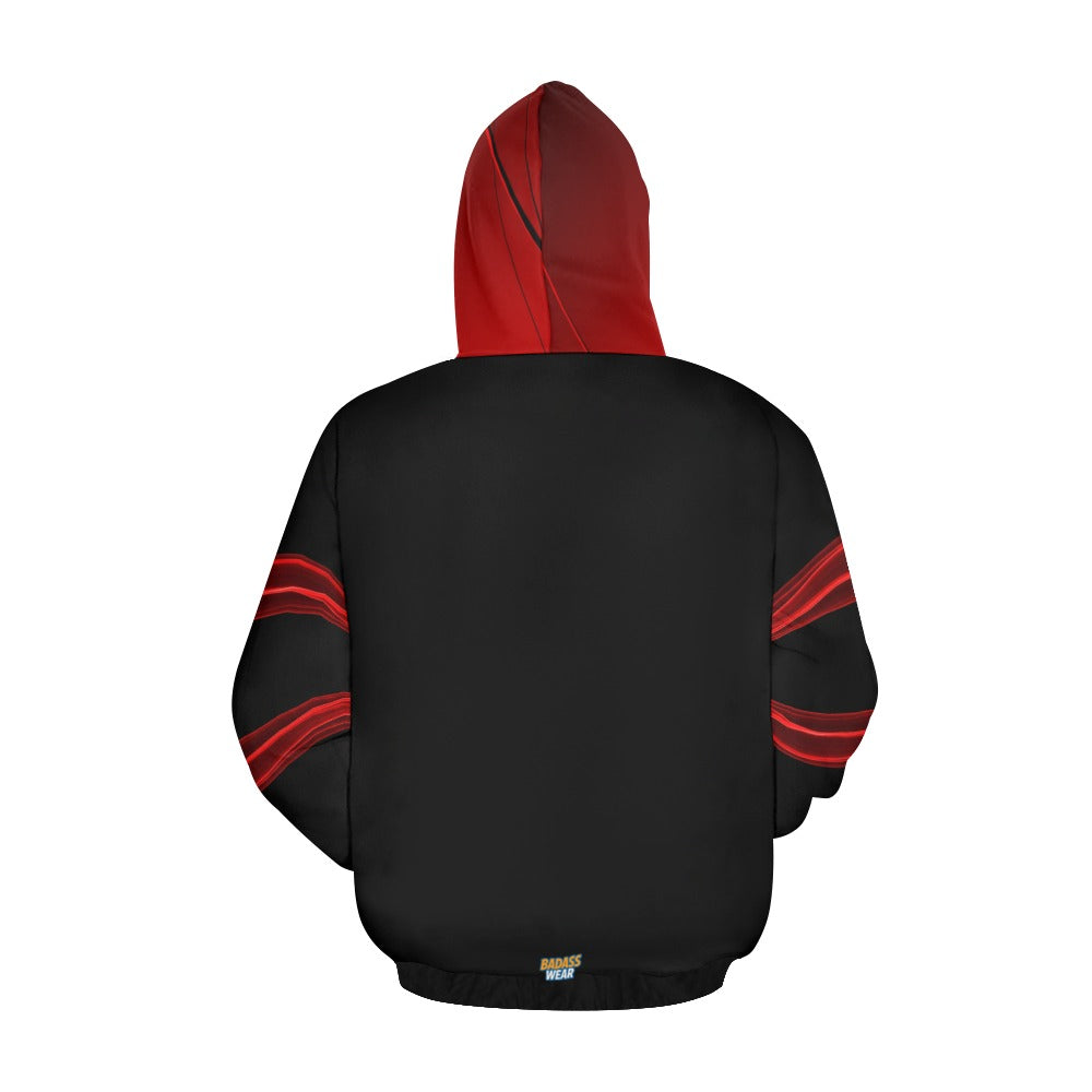 Women's red and black contrast hoodie BadAssWear.fi