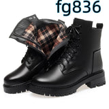 Women's Round Toe Cotton-padded Side Zipper Low Heel Casual Cowhide Shoes BadAssWear.fi