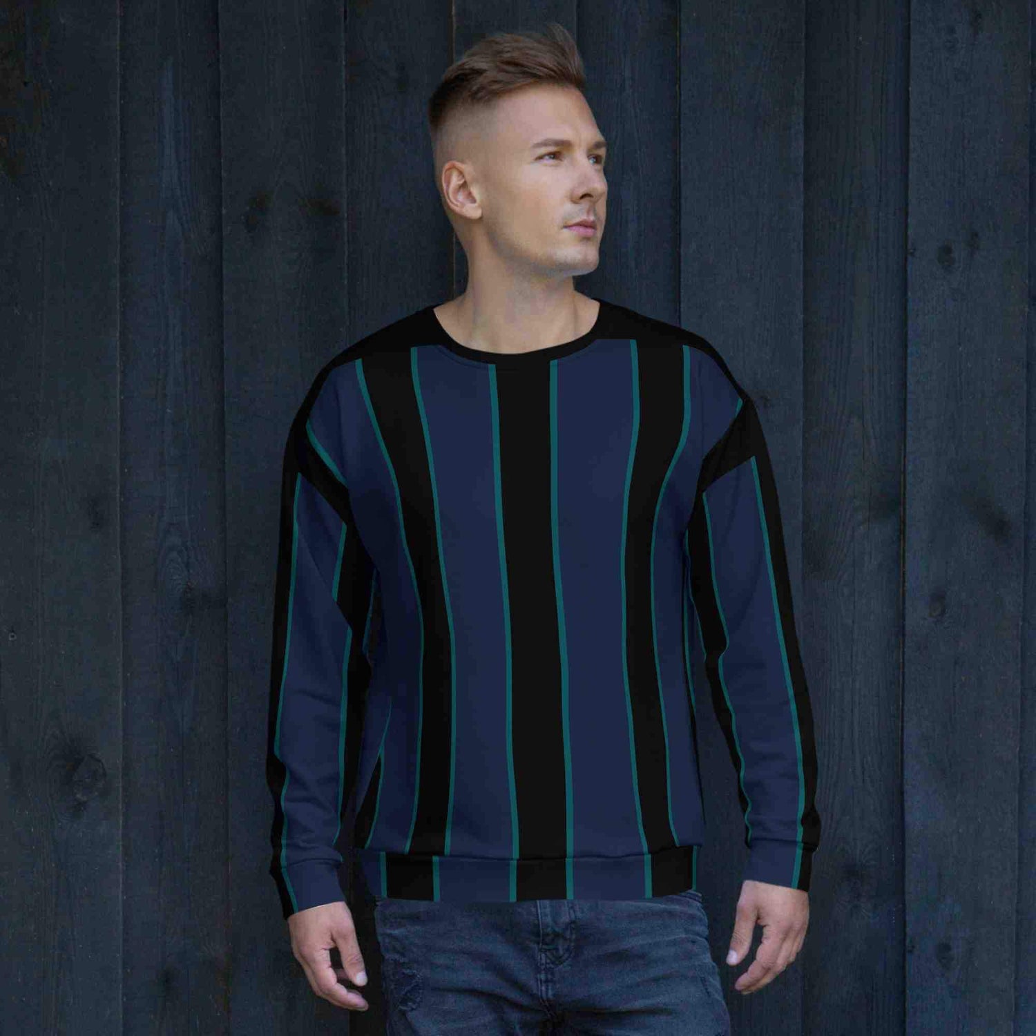 Modern Classic: Striped Recycled Sweatshirt for Men BadAssWear.fi