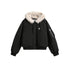 New Real Shot High Quality Fur Collar Short Connecting Cap Cotton Coat Jacket BadAssWear.fi