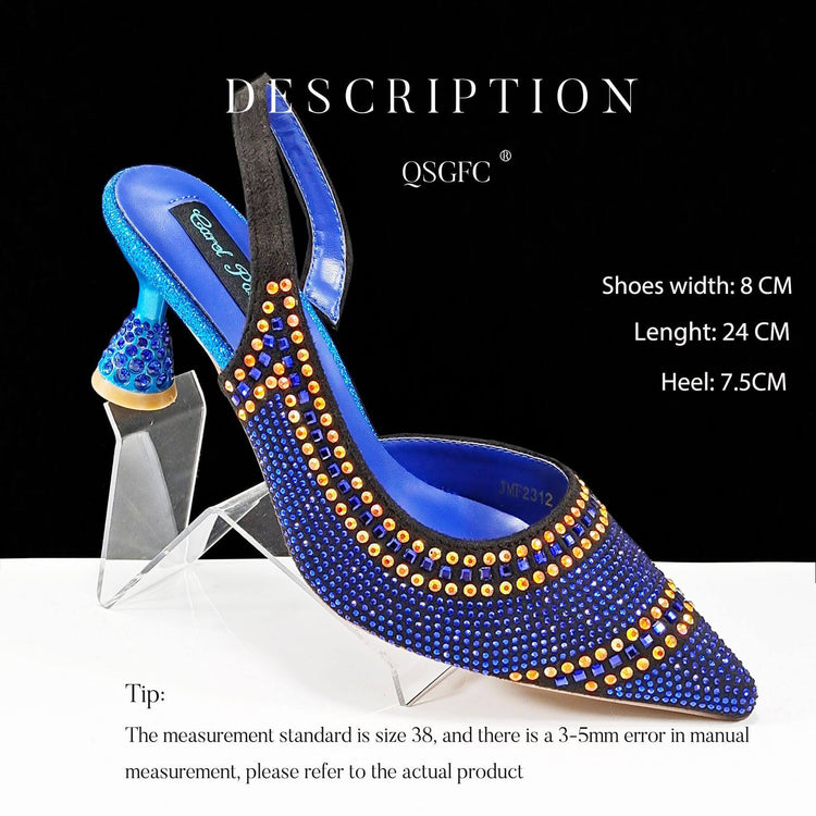 Fashion Simple Pointed Striped Hot Drilling Women Low-cut High Heels BadAssWear.fi