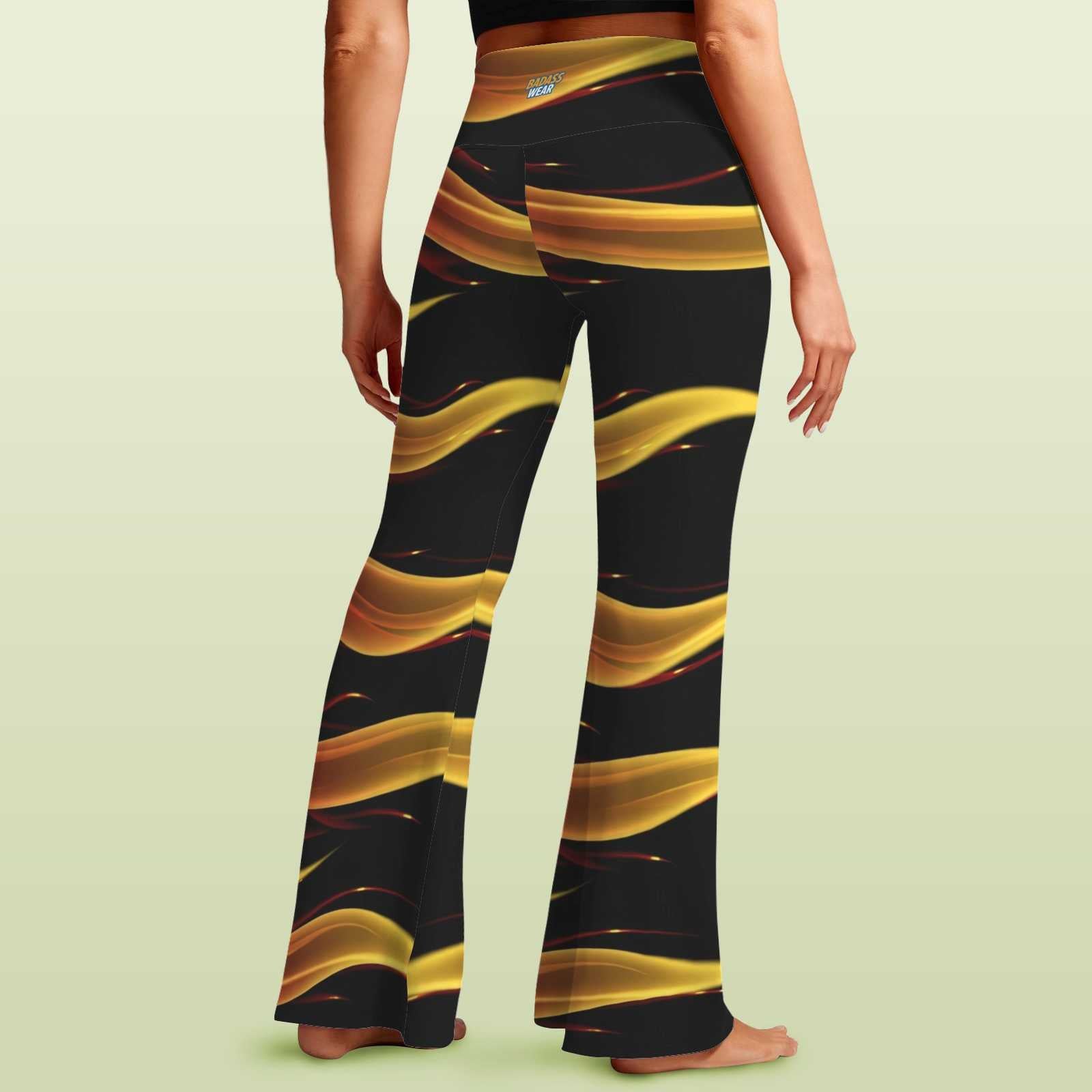 Flare Leggings – Black & Gold Vibes BadAssWear.fi