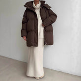 Casual Waist Tight Skinny Slimming Hooded Mid-length Bread Cotton-padded Jacket BadAssWear.fi