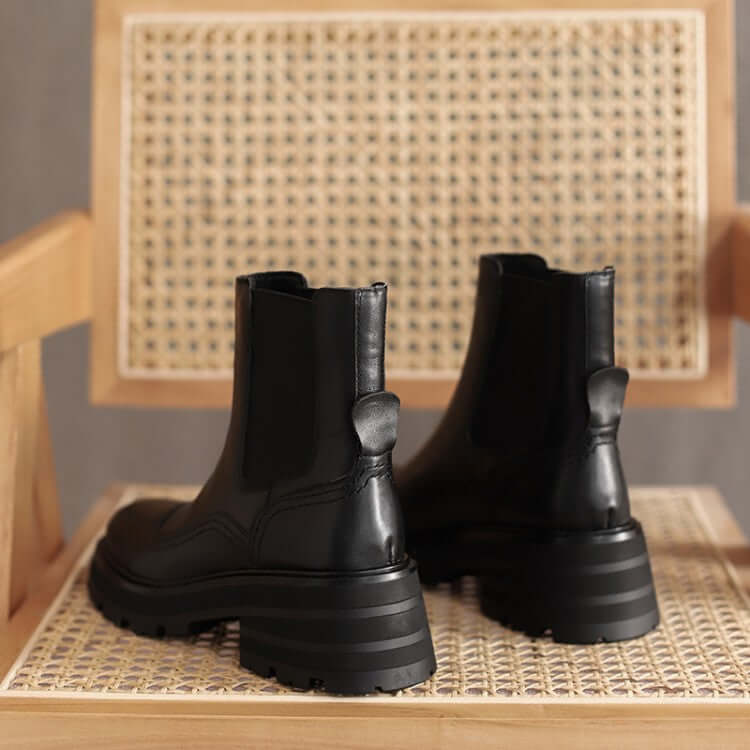 Retro Thick-heeled Martin Boots Women&