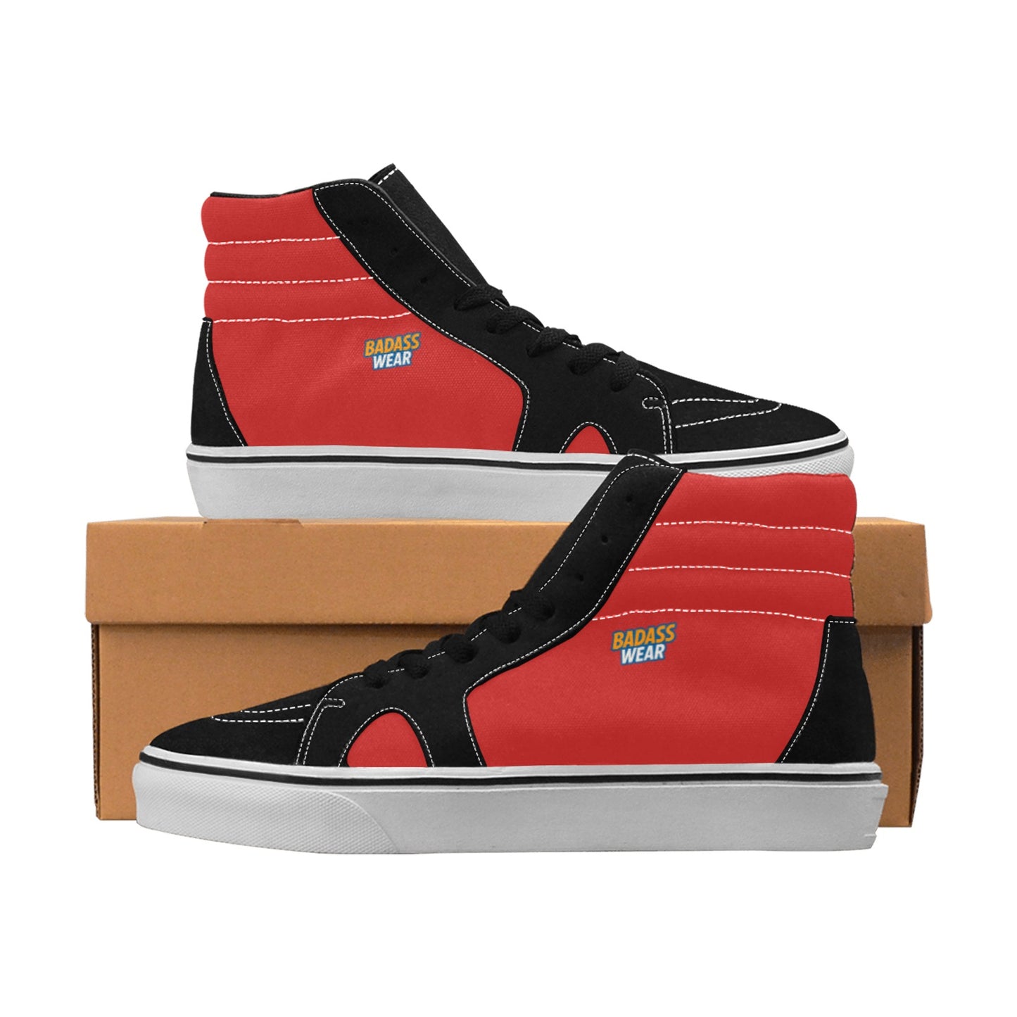 Women's High Top Skateboarding Shoes Black & Red