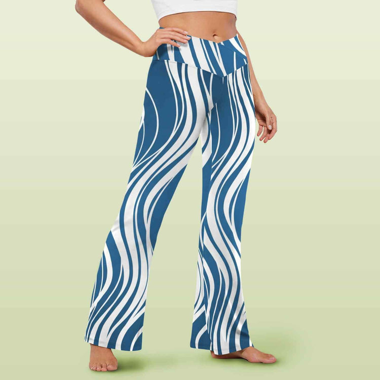 🌊 Flare Leggings – (Blue/White Edition) BadAssWear.fi