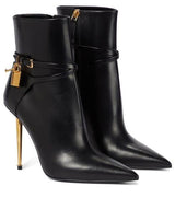 European Station Solid Color Cow Grain Pointed Toe Ankle Boots BadAssWear.fi