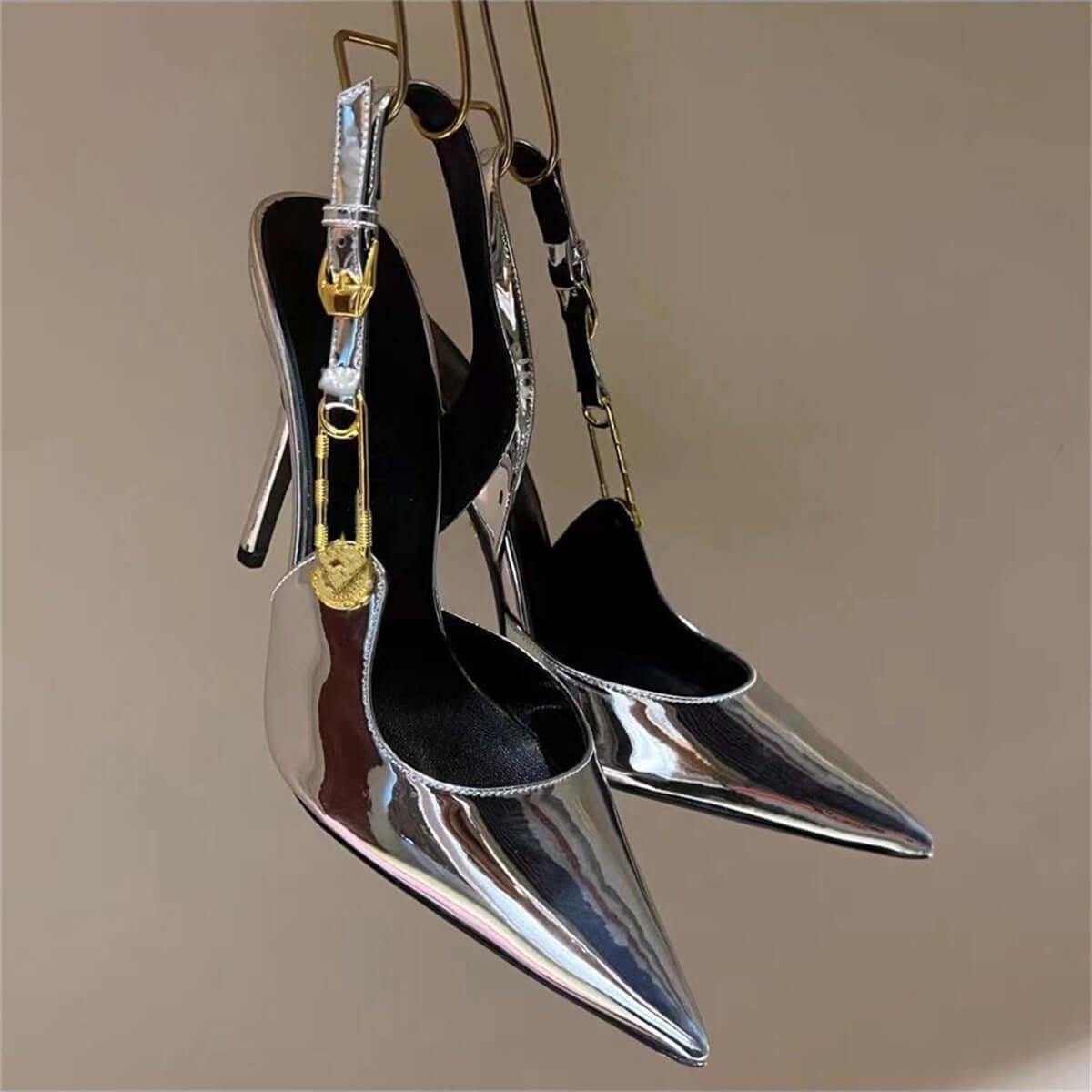Women's Rhinestone Pointed Toe Strap Decorative High Heels BadAssWear.fi