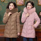 Down Cotton-padded Coat For Women Mid-length BadAssWear.fi