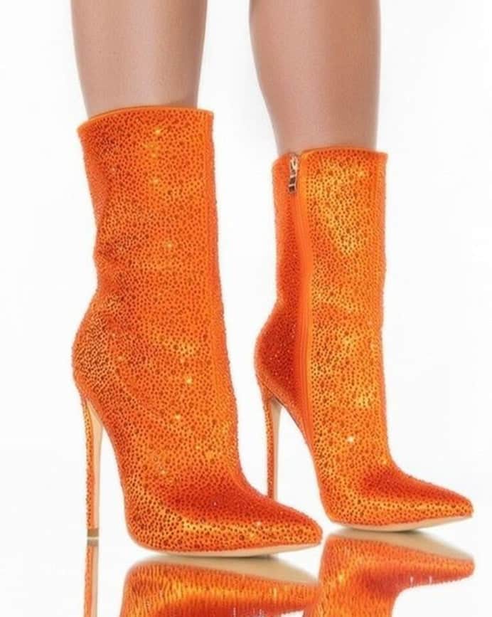 Rhinestone Pointed Toe Fashion Ankle Boots BadAssWear.fi