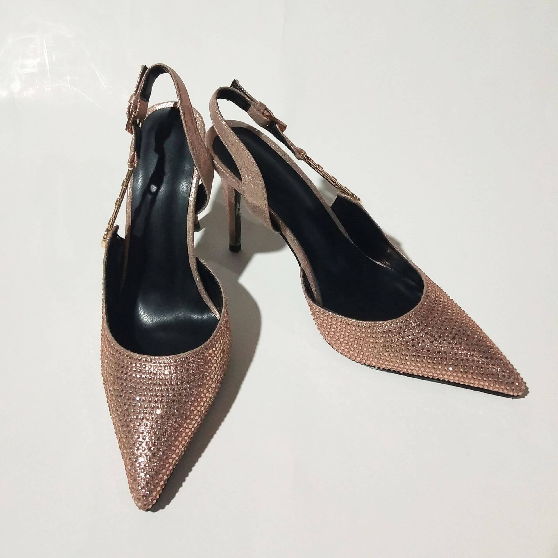 Women's Rhinestone Pointed Toe Strap Decorative High Heels BadAssWear.fi