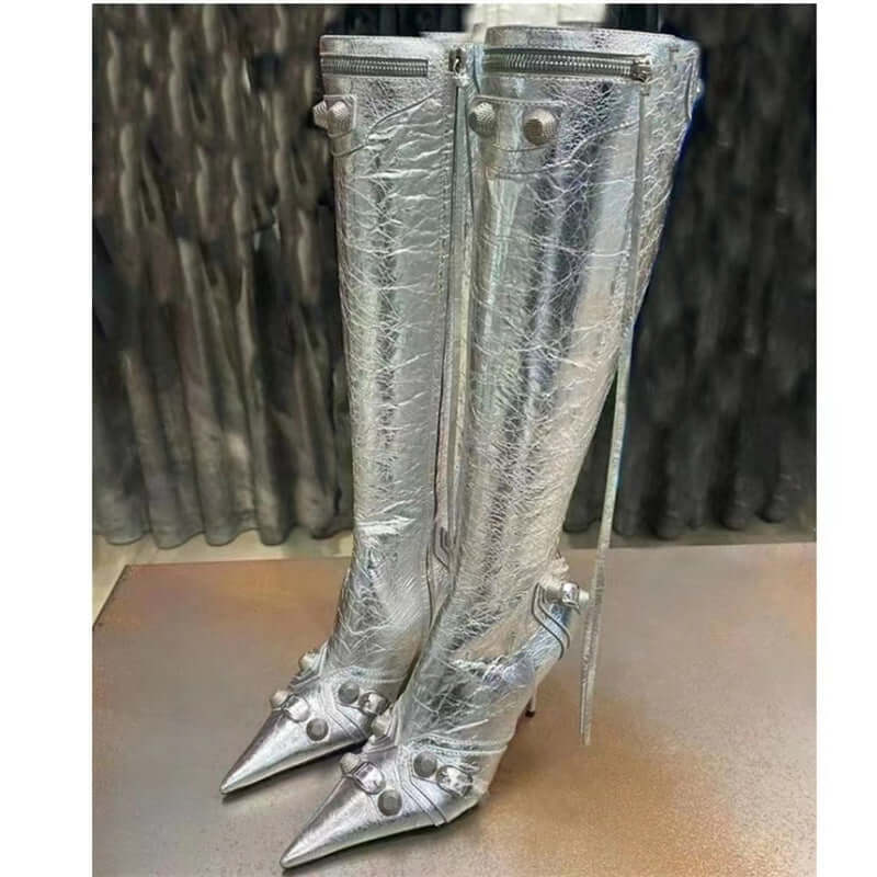 Rivet Pin Buckle Large Boots High Heels BadAssWear.fi