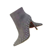 Suede Pointed Toe Gray Rivets Women&