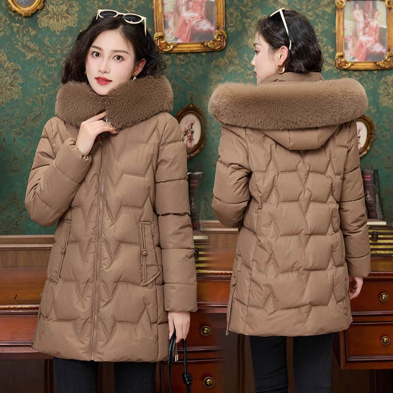 Down Cotton-padded Coat For Women Mid-length BadAssWear.fi
