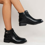 Chelsea Boots Women Black Ankle Boots Side Zipper Buckle Shoes BadAssWear.fi