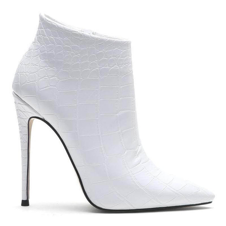 Retro Stone Pattern Nude Boots Fashion Thin Pointed Ankle BadAssWear.fi