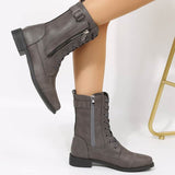 Lace-up Western Boots Cowboy Boots Women Side Zipper Shoes BadAssWear.fi