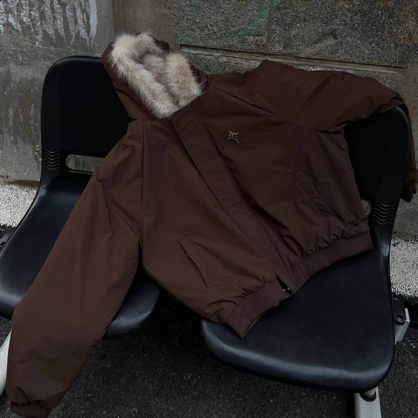 New Real Shot High Quality Fur Collar Short Connecting Cap Cotton Coat Jacket BadAssWear.fi