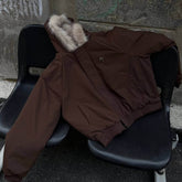 New Real Shot High Quality Fur Collar Short Connecting Cap Cotton Coat Jacket BadAssWear.fi