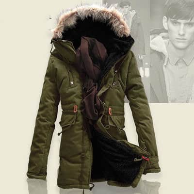Men Winter Coat Lamb Wool Liner Thick Padded Jacket Men's Cotton Coat BadAssWear.fi
