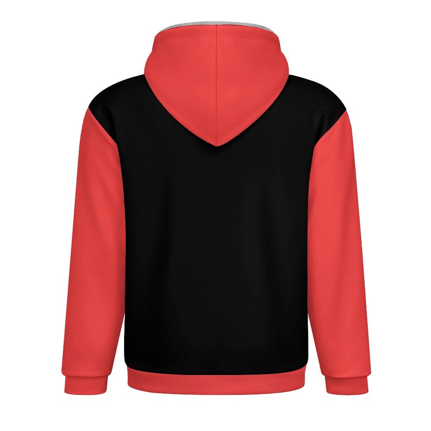 Men's Double Layer Fleece Zippered Hoodie Black Red