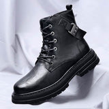 Autumn And Winter Cowhide Casual Men's Boots Thick Bottom Round Toe Warm BadAssWear.fi