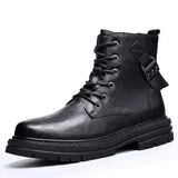 Autumn And Winter Cowhide Casual Men's Boots Thick Bottom Round Toe Warm BadAssWear.fi
