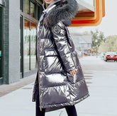 Korean Style Western Style Mid-length Fur Collar Overknee Thickened Coat BadAssWear.fi