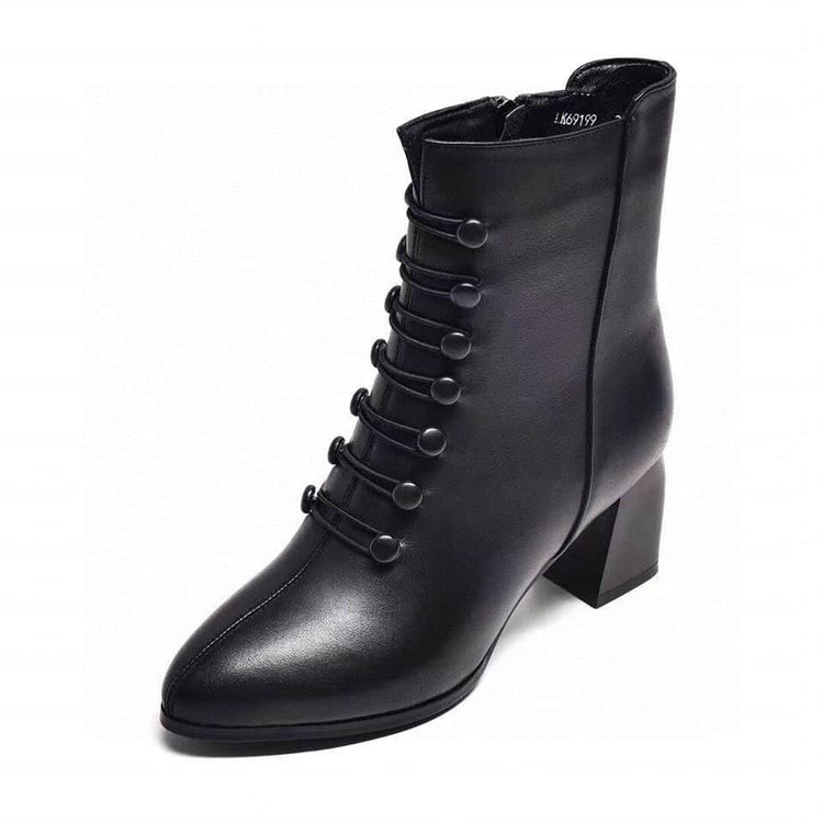 British Style Double Breasted Chunky Heel Fashion Boots BadAssWear.fi