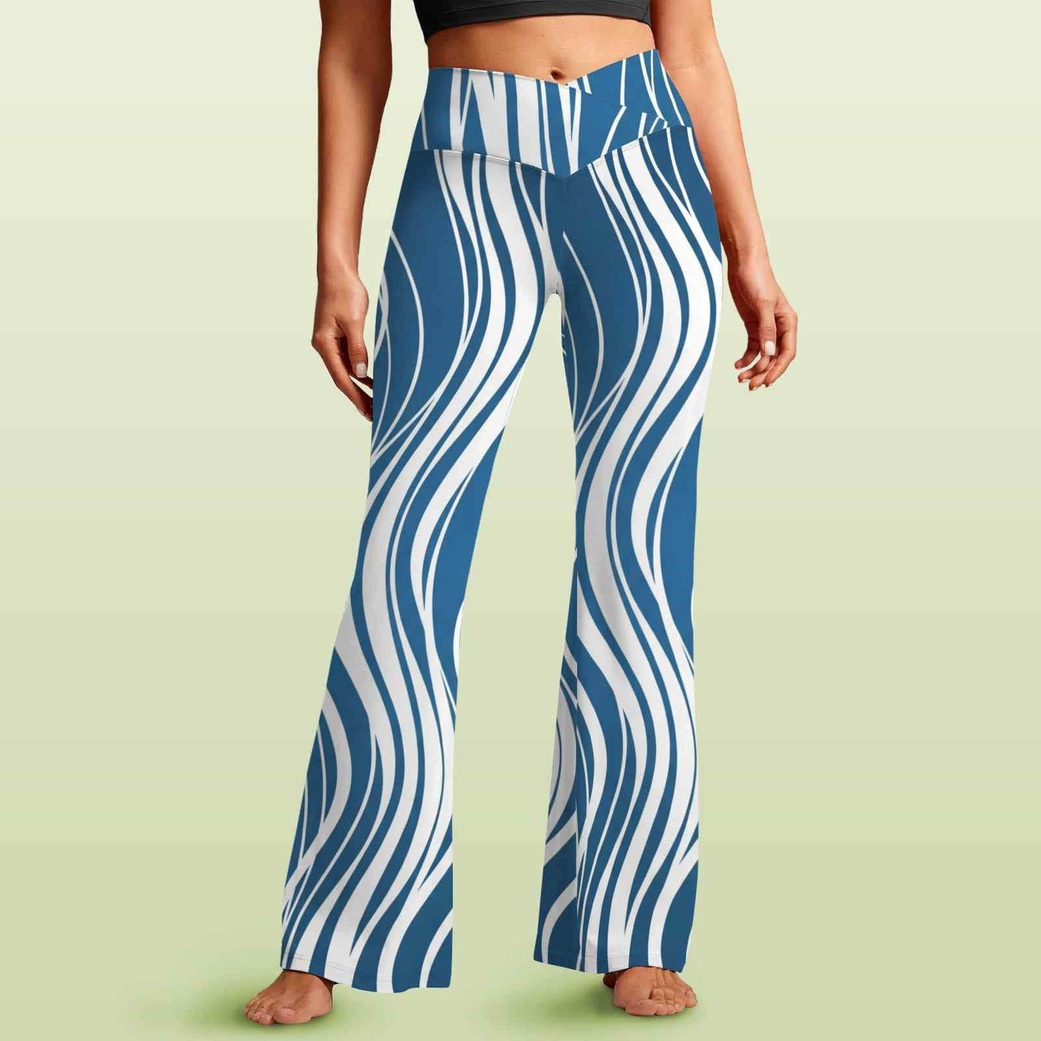 🌊 Flare Leggings – (Blue/White Edition) BadAssWear.fi