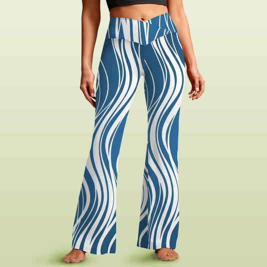 🌊 Flare Leggings – (Blue/White Edition) BadAssWear.fi