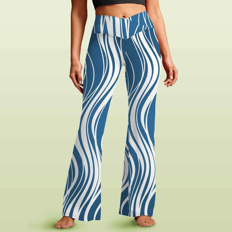 🌊 Flare Leggings – (Blue/White Edition) BadAssWear.fi