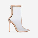 Colorful Transparent Stiletto Heel Back Zip Short Boots For Women BadAssWear.fi