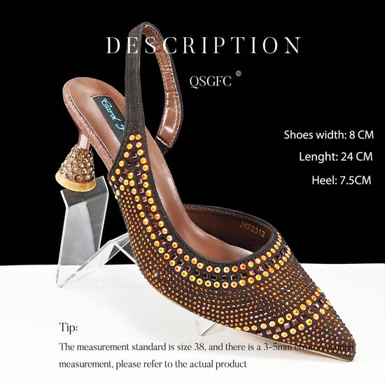 Fashion Simple Pointed Striped Hot Drilling Women Low-cut High Heels BadAssWear.fi
