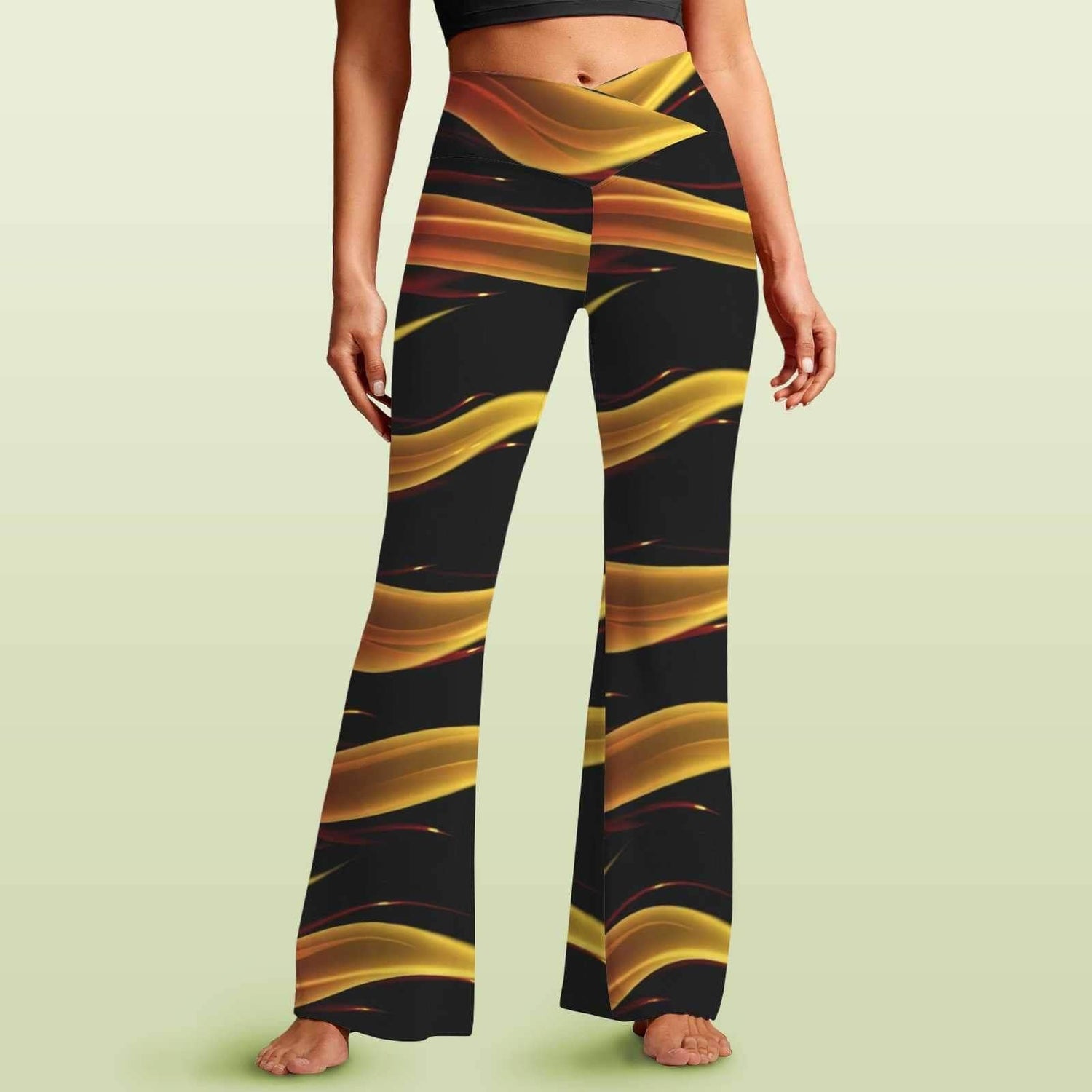 Flare Leggings – Black & Gold Vibes BadAssWear.fi