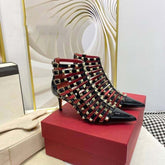 Rebel Elegance Studded Cowhide Leather Stiletto Heels