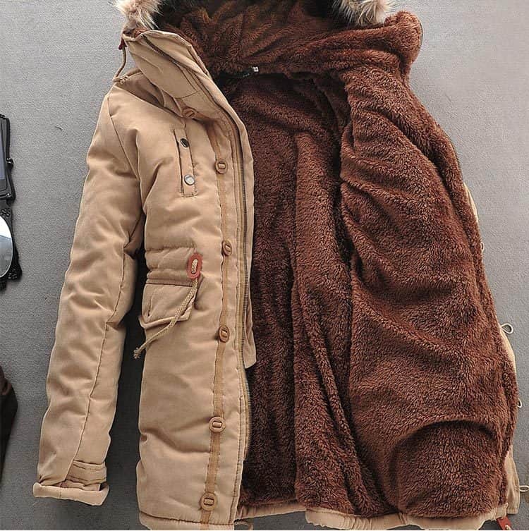 Men Winter Coat Lamb Wool Liner Thick Padded Jacket Men&