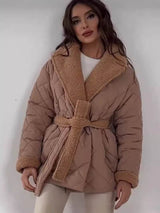 Winter Lapel Plaid Coat Fashion All-match Waist-tied Design Coat For Women Outwear Clothing BadAssWear.fi