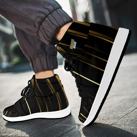 Men's High Top Sneakers Black & Gold